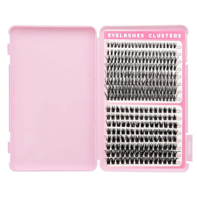 Cluster Lashes Eyelash Clusters 40D+80D Lash Clusters Wispy Individual Lashes 196PCS D Curl Lash Extension Natural Lashes Clusters DIY Cluster Eyelash Extensions for Beginners