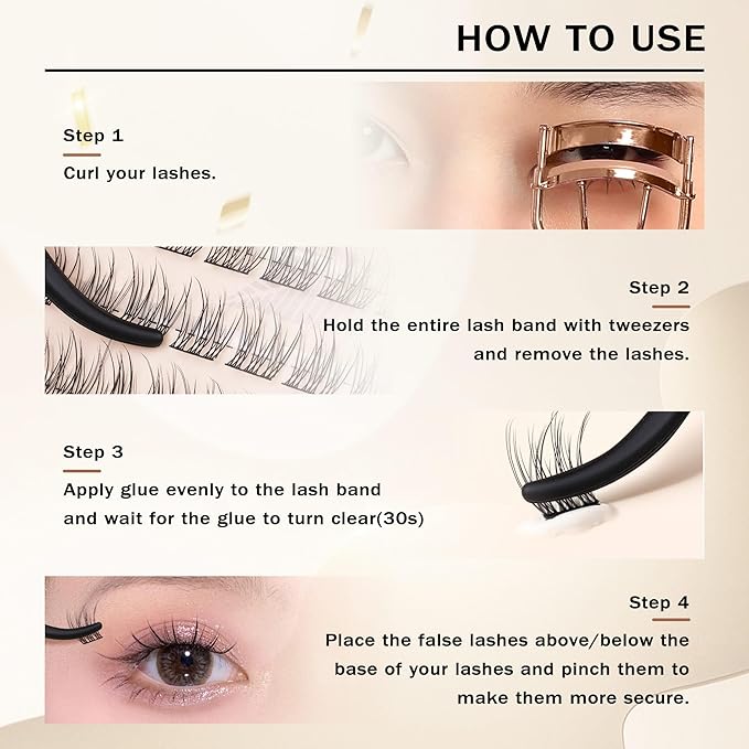 TOOCHUNAG Eyelash Clusters Lash Extension Kit Natural Cluster Eyelash Extensions Wispy Individual Lashes Clusters Kit with Clear Lash Glue and Eyelash Clusters Tweezers(180pcs)