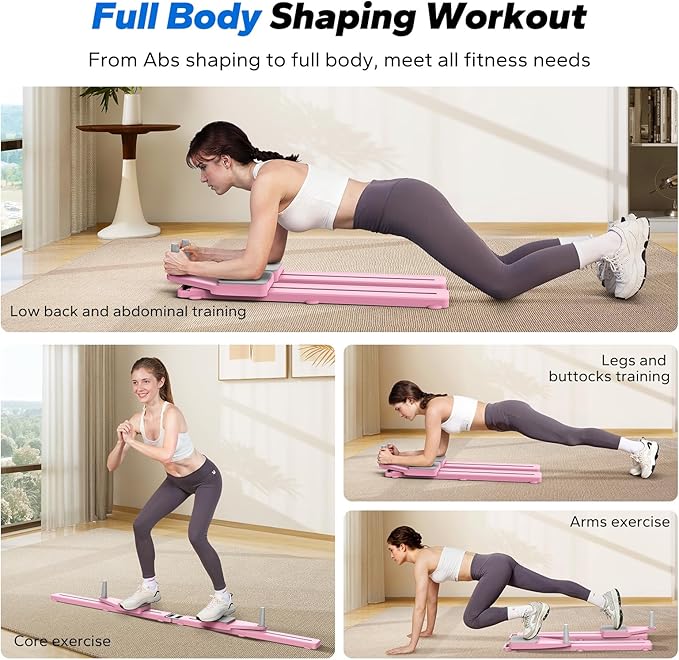 MERACH Pilates Board, Multifunctional Abdominal Plate, Detachable Ab Trainer Machine with Anti-Slip Design, Portable Pilates Reformer for Core Workouts, Home Gym Equipment for Women