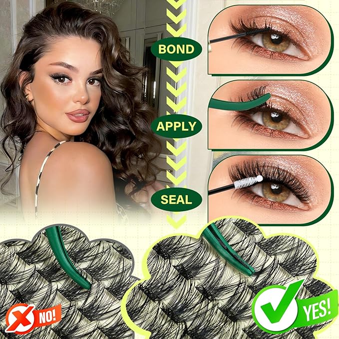 DIY Lash Extension Kit KEYYOU 144pcs Lash Clusters Eyelash Extension Kit with Mascara Brush Bond and Seal Lash Glue Remover Lash Applicators Lash Brush for DIY Lash Extensions (Y03 Kit)