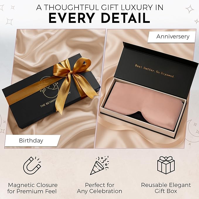 Mulberry Silk Eye Masks for Sleep (Rose Gold)