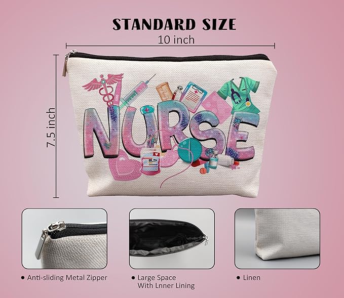 uinwk Trendy Nurse Makeup Bag, Nurse Gifts for Women, Nurse Appreciation Gifts, Registered Nurse RN Gifts, Nurse Practitioner Gifts for Women Cosmetic Bag, Nurse Graduation Gifts, Nurse Makeup Pouch