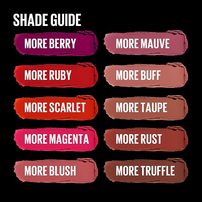 Maybelline Color Sensational Ultimatte Matte Lipstick, Non-Drying, Intense Color Pigment, More Ruby, Ruby Red, 1 Count