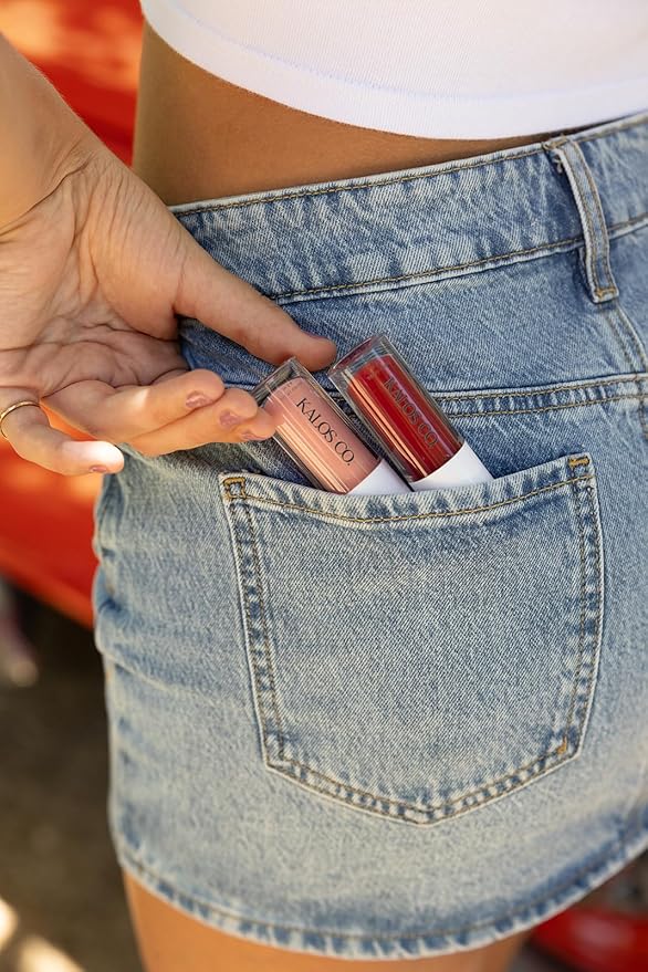 Kalos Co. Tinted Lip Oil with Tallow & Lanolin – Hydrating Balm-Gloss Hybrid with Cherry Seed Oil & Castor Oil – Natural Mineral Pigments, Nourishing Moisture, Non-Sticky Shine (5 Shades) (Bare)