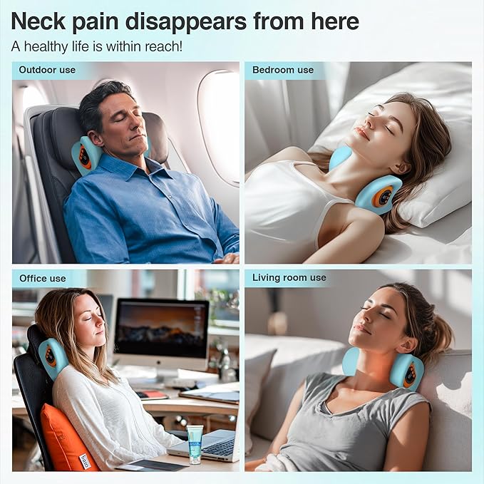 Neck Massager 2025, Neck Stretcher Cervical Traction with Heat, 3 Modes, Portable Massage Neck Hump Corrector for Pain Relief and Muscle Relax, 26° Angle Cervical Traction Device