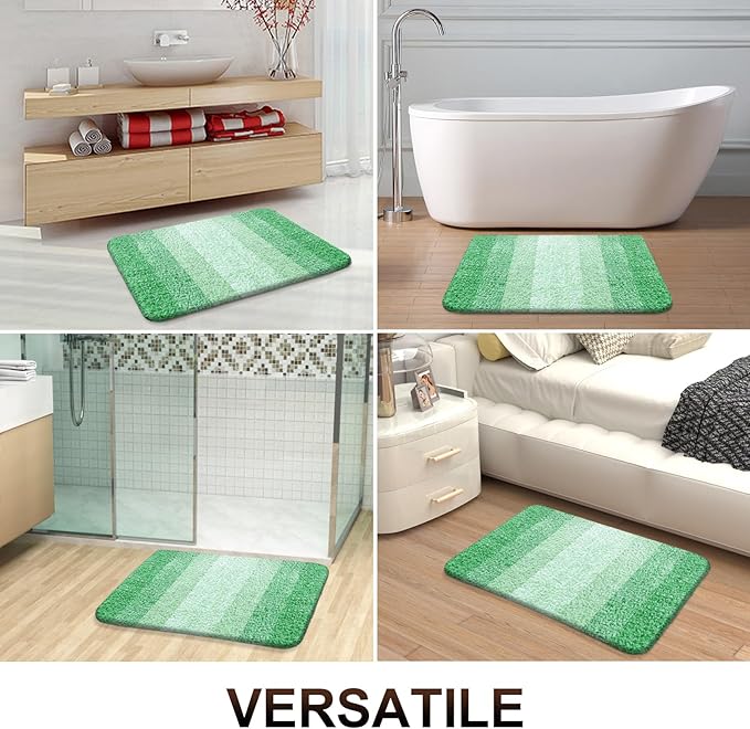 OLANLY Bathroom Rugs Mat 24x16, Extra Soft Absorbent Microfiber Bath Rugs, Rubber Backing, Quick Dry, Machine Washable Bath Mats for Bathroom Floor, Tub and Shower, Home Decor Accessories, Green