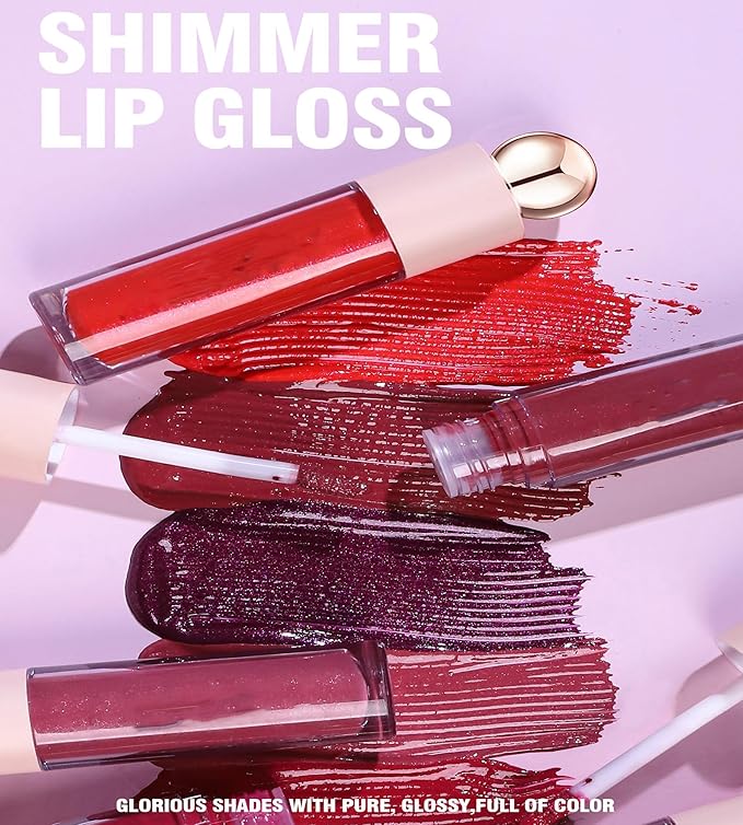 Shimmer Lip Gloss,Shine Liquid Lipstick Glossy Shimmer Finish, Glitter Sparkly Smooth Primer Lip Tint,Moisturizing Matte Lip Glaze Fine Glitter Waterproof Non-Stick Cup for Girls Women(#07)