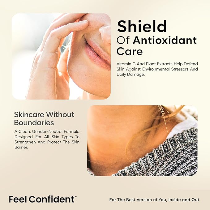 Feel Confident Facial Moisturizer for Men and Women - Plastic Surgeon Formulated with Shea Butter, Hyaluronic Acid, Ceramides, and Antioxidants, Lightweight, Hydrating, Non-Greasy 1.7 fl.oz / 50 mL