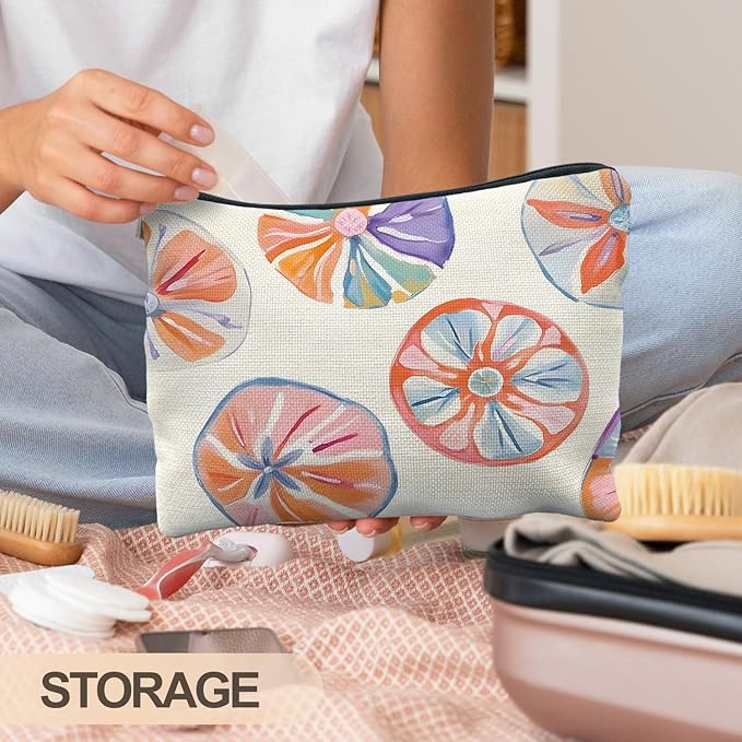 RYYCDOI Summer Fruit Slice Aesthetic Makeup Bag, Fruit Lover Gifts Cosmetic Bags for Women, Trendy Preppy Orange Citrus Zipper Makeup Pouch