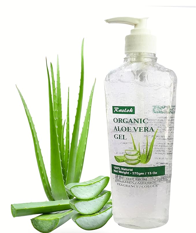 Raslok Aloe Vera Gel | Pure & Natural Aloe Gel | For Moisturizing Face Skin & Hair Care | Durable Moisturizing Hydrating Soothing Non-Sticky - 13 oz - 370gm (Natural)