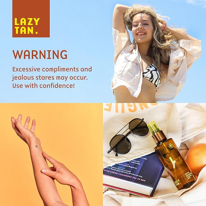Lazy Tan Face Tan Mist - Self Tanning Mist, Waterproof, Effortless and Natural Looking, Gradual Sun Kissed Glow, Suitable for Face and Body, Hydrating Moisturiser with Vitamin C and Vitamin E