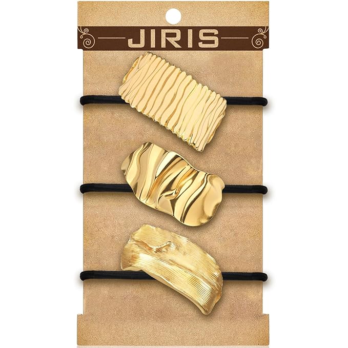 3PCS Metal Hair Tie For Women,Gold Cuffs,Metal Geometric Gold Hair Ties, Hair Accessories Stretchy and Non-Damage Ponytail Holders,Ponytail Cuff Hair Bands For Hair Styling (SET11)