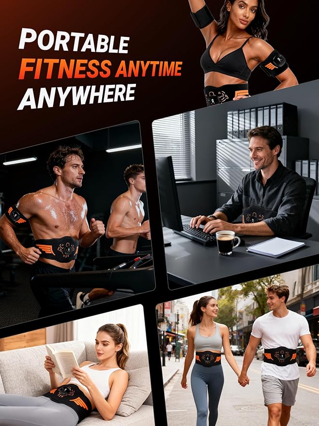 Electronic Muscle Stimulator 5-Piece Set, EMS Ab Machine - Fitness Apparatus Equipment Workout Equipment for Muscle Conditioning & Core Workout, Strength Training, Recovery Suitable for Men and Women