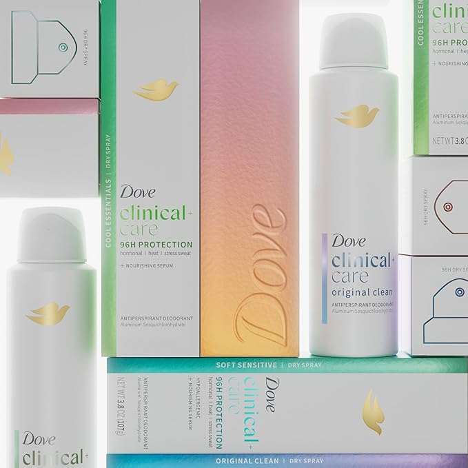 Dove Clinical + Care Antiperspirant Deodorant Dry Spray for Women Fresh Peach with Nourishing Serum 3.8 oz (Pack of 2)