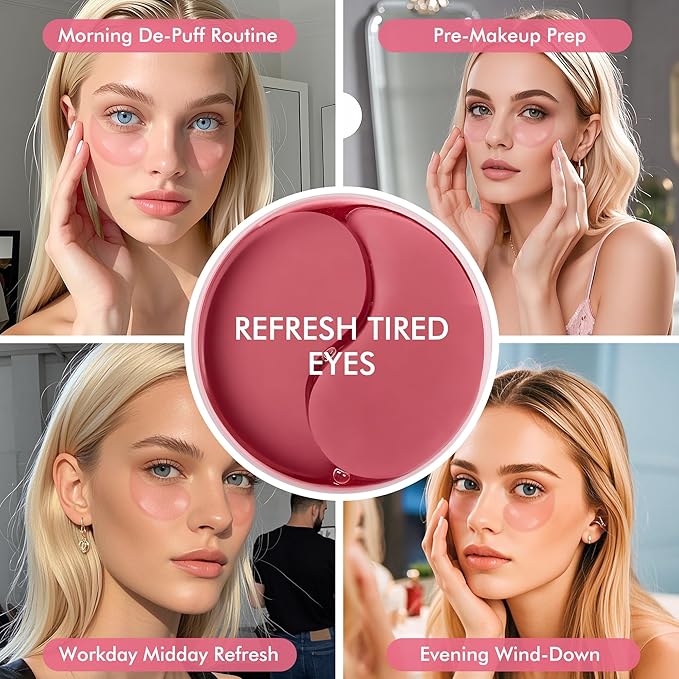 AzLucaky Under Eyes Patches, 40 Pairs Rose Hydrogel Eye Mask for Puffy Eyes and Dark Circles with Rose Essence, Hyaluronic Acid & Niacinamide, Deep Hydrating Eye Treatment for Men & Women