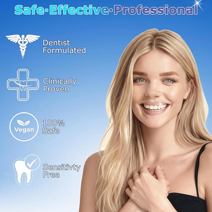 Teeth Whitening Strips, Professional Dentist-Formulated, Enamel-Safe, Non-Slip, Pain-Free Express Whitening, Deep Stain Removal, 4X Whiter, 14 Strips (7-Day) | Mint Flavor | HanrayCare