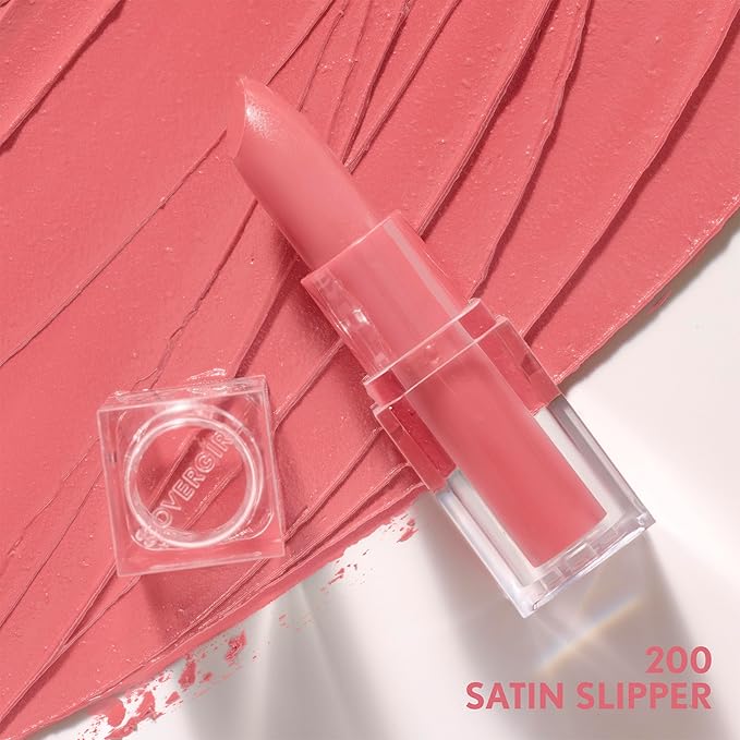 COVERGIRL Clean Lip Color, Satin Slipper, Satin Finish, Squalane, Avocado & Aloe, Carmine-Free, Non-Drying, 0.12oz