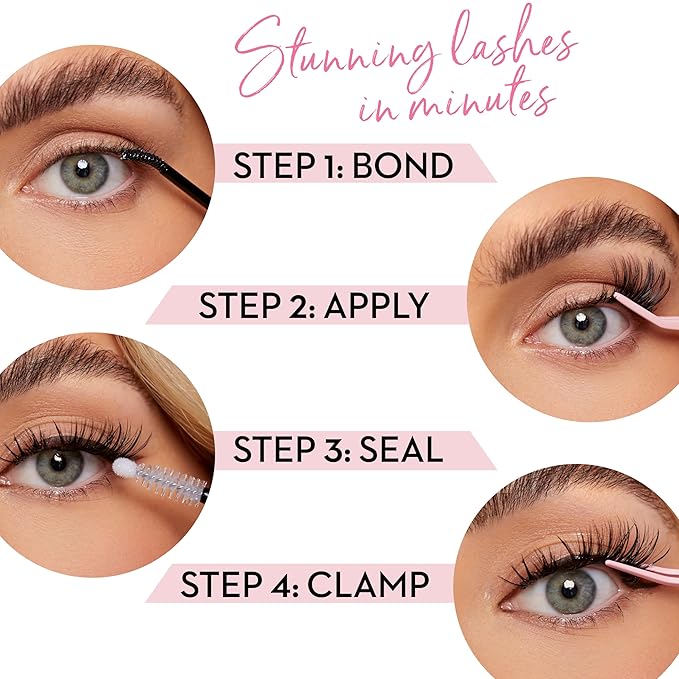 One V Salon Miss Wispy Lash Bond & Seal, 2-in-1 Super-Strong Bond & Seal Lash Glue Tube (0.13 Fl Oz + 0.13 Fl Oz) Waterproof & Non-Clumpy, Longer Retention of False Cluster Extensions, Hypoallergenic