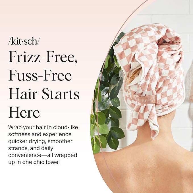 Kitsch XL Microfiber Hair Towel Wrap for Women - Microfiber Towel, Super Absorbent, Quick Dry, Anti-Frizz - for Long & Short Hairs, Turbans for Women