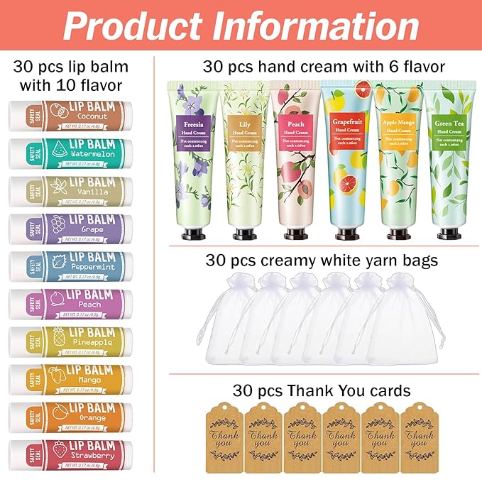 AZEN 30 Sets Hand Cream Bulk Gifts