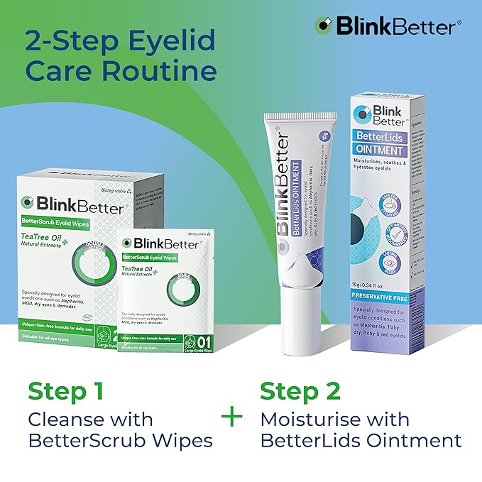 Tea Tree Oil Eyelid Wipes- 60 (Pack of 3) Natural Blepharitis, MGD & Dry Eye Relief Wipes | Cleansing, Soothing, Dual-Textured, Triple Moisture Formula | Biodegradable & Gentle