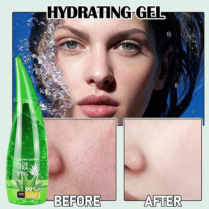Fusang Organic Aloe Vera Gel for After Sun Skin Care,Natural Moisturizing Aloe Vera Gel for Face & Body,Easy to Portable Face Moisturizer,Travel Size Pure Vera Aloe Gel for all Skin Types 260 ml B
