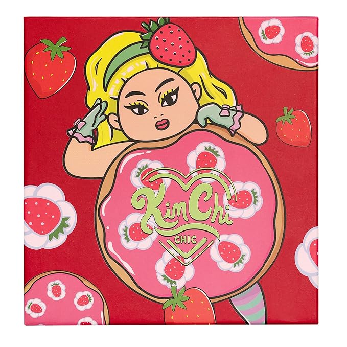 KimChiChic Beauty Donut Collection Eyeshadow Palette - 16 Matte, Pigment, & Glitter Shadows, Versatile for Day to Night Looks, Cruelty Free, Strawberries & Cream