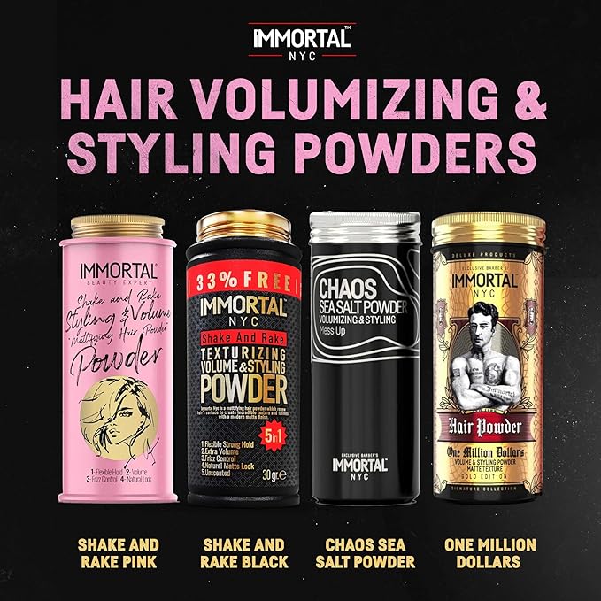Immortal NYC Hair Styling Powder, Hair Care, Adds Volume and Natural Matte Finish with Flexible Hold for Easy Styling