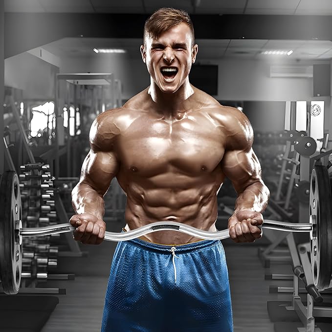 47" Olympic Barbell Curl Bar EZ Bar Strength 440-Pound Capacity