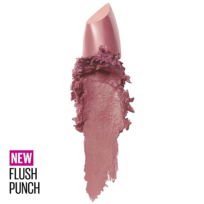 Maybelline Color Sensational Lipstick, Lip Makeup, Cream Finish, Hydrating Lipstick, Flush Punch, Nude Pink ,1 Count