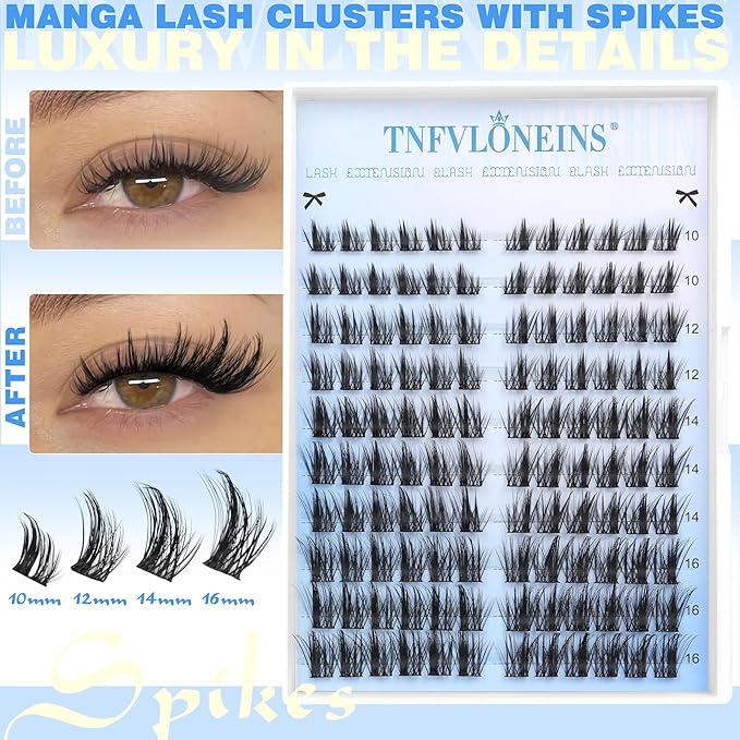 Manga Lash Clusters with Spikes Wispy Cluster Eyelash Extensions Natural Fairy Eyelash Clusters Anime Individual Lashes Extension C Curly Eyelashes Cluster by TNFVLONEINS