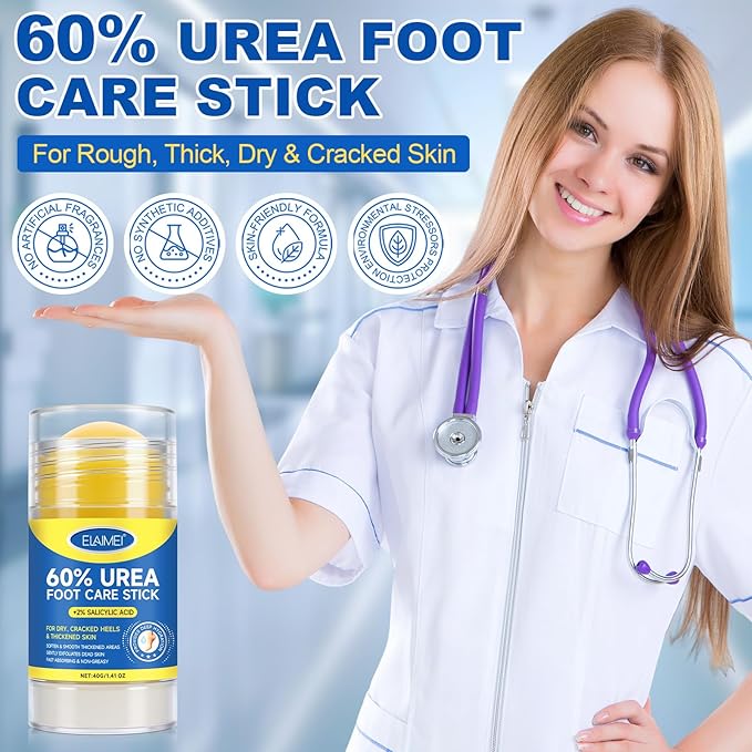 2 PCS Urea Cream 60% Urea Cream 60% Foot Care Stick Deeply Moisturising and Fast Absorbing Gentle Exfoliation For Dry, Cracked Heels & Thickened Skin