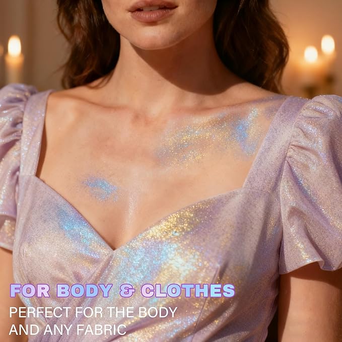 Roll-on Face Body Glitter Gel for Women, 1.69oz Large Capacity Holographic Color Changing Glitter Gel Shimmer Makeup for Singer Concert Festival Rave Accessories, #1 Mermaid