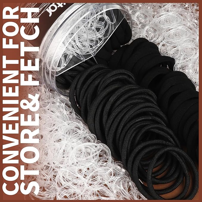 Teenitor Hair Accessories Kit for Woman Girls 500pcs Elastic Hair Bands 30pcs Ponytail Holders, Black Seamless Thick Hair Bands, 40pcs Bobby Pins Black Clear