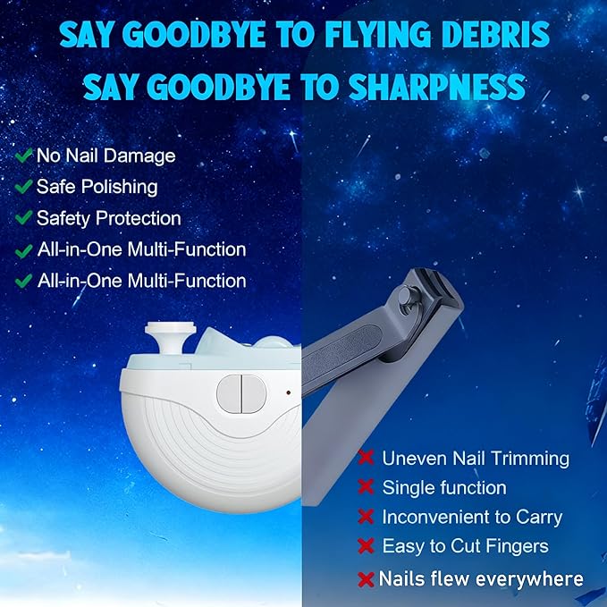 Nail Electric Automatic Clippers Trimmer for Adults Seniors Led Light 3 Speeds Rechargeable Polishing File Storage Adjustable Upgraded Thick Toenail New White(1pcs)