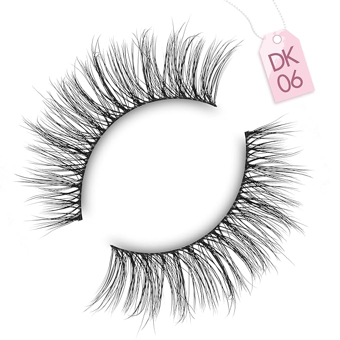 Onlyall Wispy 1 Eyelashes for Natural Flared Look, Soft Fluffy Lashes, Black, 7 Pairs D-K06