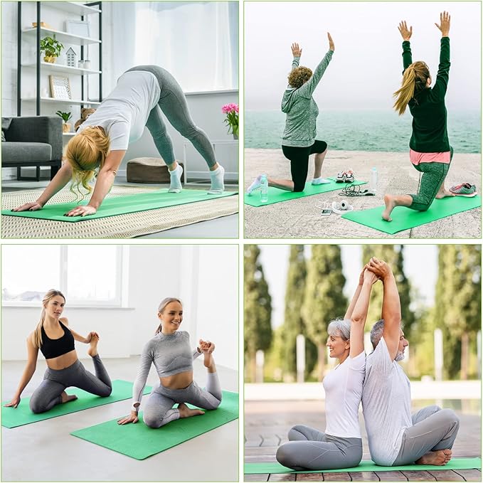 Funtery 3 mm Thick Yoga Mat Exercise Workout Mat Non Slip Fitness Pad for Women Gym Home Yoga Pilates