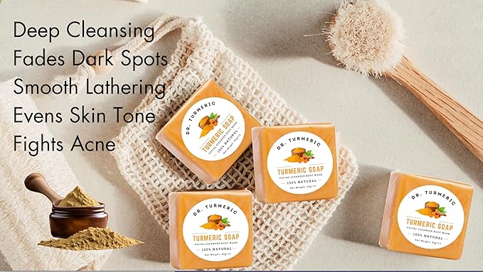 Turmeric Soap Bar | Face & Body Cleanser | Moisturizing | Lathering | Deep Cleansing | Evens Skin Tone | Refreshing Scent | Radiant Skin | 1 count pack of 1|
