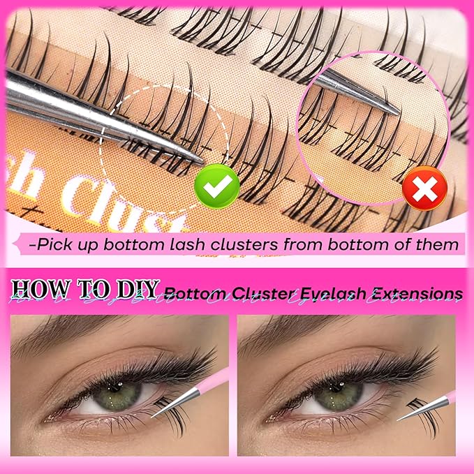 Bottom Lashes Natural Bottom Lash Clusters 4 Styles Lower Eyelash Extension Individual Lashes 216pcs Clear Thin Band Bottom Eyelashes Clusters DIY Lower Lashes Extensions by calphdiar