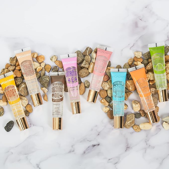 Ruby Kisses Broadway Vita-Lip Clear Lip Gloss (Argan Oil 6 Pack), Ultra-Hydrating & Soothing Formula with Multi-Vitamin Oils, High-Shine Non-Sticky Finish, Protecting Glossy Lip Balm With Vitamin E