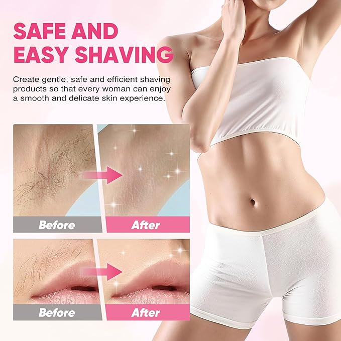 Bikini Trimmer for Women, Electric Razor & Shaver with Dual Ceramic Blades, Painless Hair Removal for Face, Body & Intimate Areas, 90min Cordless Runtime, Waterproof Travel Grooming Kit