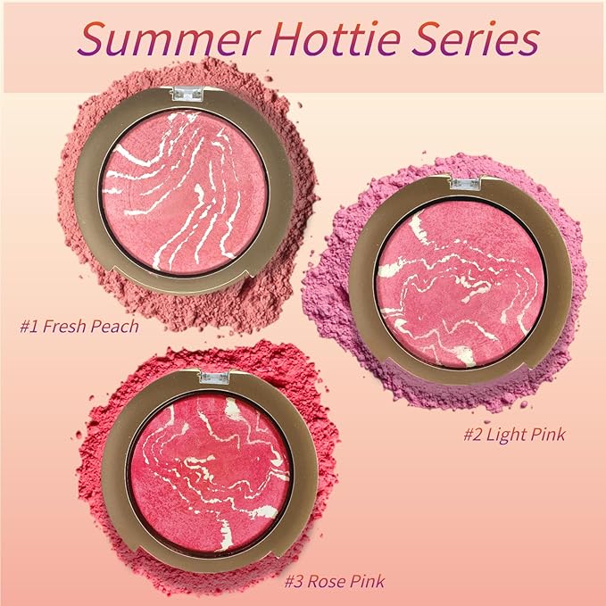 Baked Blush Powder, Natural Glow Blush Palette, Contour Makeup #02