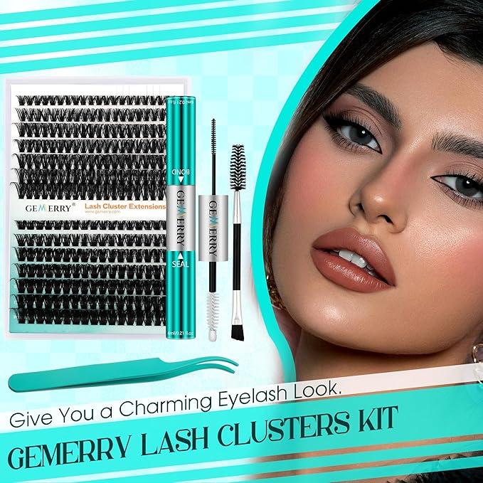 Lash Clusters Fluffy Cluster Lashes Extensions Thick 280pcs D Curl Eyelash Clusters DIY At Home Individual Lashes Extension by GEMERRY(80P-10-18mm)