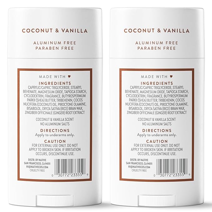 Native Coconut & Vanilla Twin Pack Deodorant Bundle 2 x 2.3 oz
