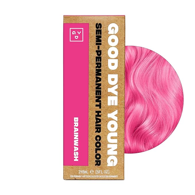Good Dye Young Semi-Permanent Hair Color, Vegan and Cruelty-Free Hair Dye, Last up to 24 Washes, Non-Damaging Conditioning Hair Color (5FL OZ, Brainwash)