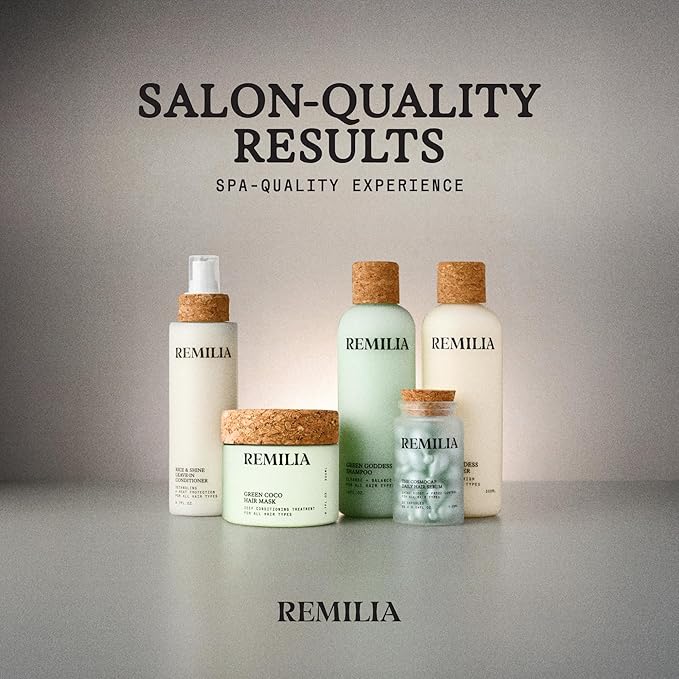 REMILIA Green Goddess Conditioner for Damaged Hair – With Avocado Oil, Coconut Oil, & Green Tea Extract – Detangling, Moisturizing, Vegan – Made in USA – 8.5 fl oz