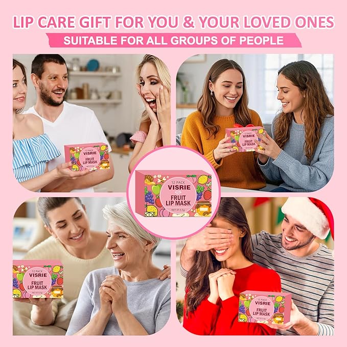 VISRIE 12 PCS Bee Lip Balm Honey Pot, Lip Mask Overnight Moisturizing Honey Balm Lip Balm with Stick, Sleeping Lip Mask for Dry Cracked Lips