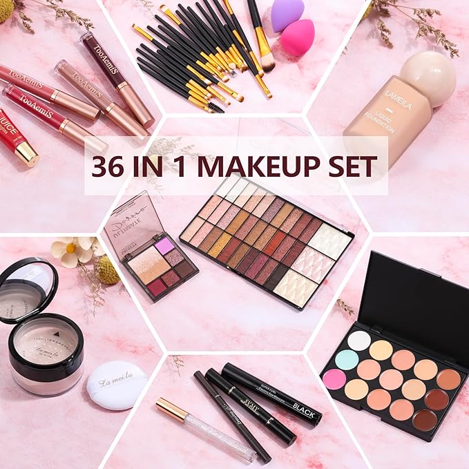 Makeup Kit for Women Full Kit, Professional Makeup Kit for Teens or Adult, All in One Makeup Sets Include Eyeshadow Palette Lipstick Concealer Foundation Mascara Loose Powder Etc