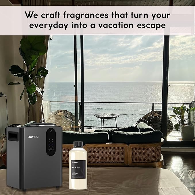 Scentia W Bliss Diffuser Refill Oil Inspired by W Signature Hotel - 500 mL 16.9 fl oz - Fragrance Oil Blend Bergamot, Lemongrass & Jasmine for HVAC Diffuser - Thanksgiving & Holiday Gift