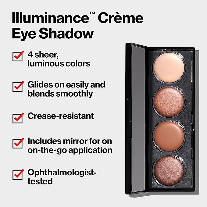 Revlon Crème Eyeshadow Palette, Illuminance Eye Makeup with Crease- Resistant Ingredients, Creamy Pigmented in Blendable Matte & Shimmer Finishes, 715 Precious Metals, 0.12 Oz